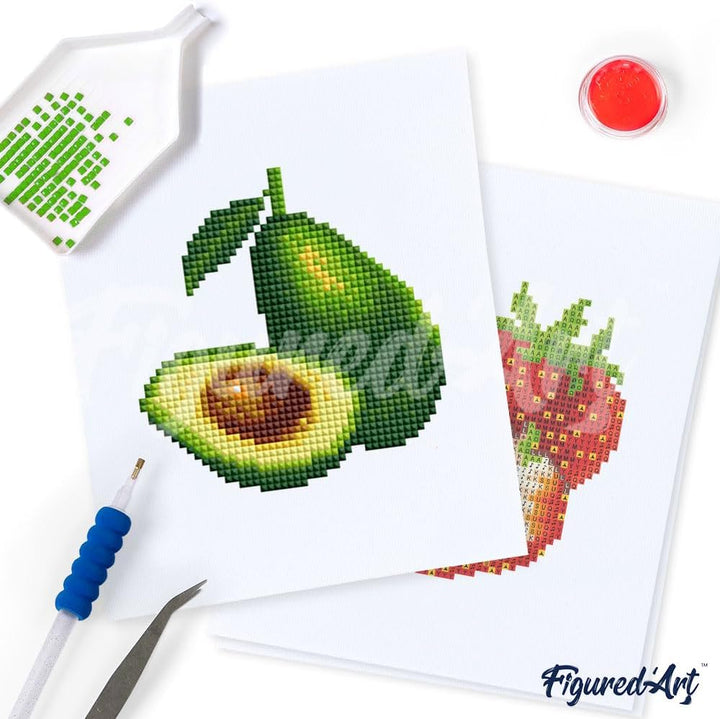 Figured'Art Mini Serie Diamond Painting Erwachsene - Früchte - Premium-Box mit 12 Stück 15x18 cm 5D
