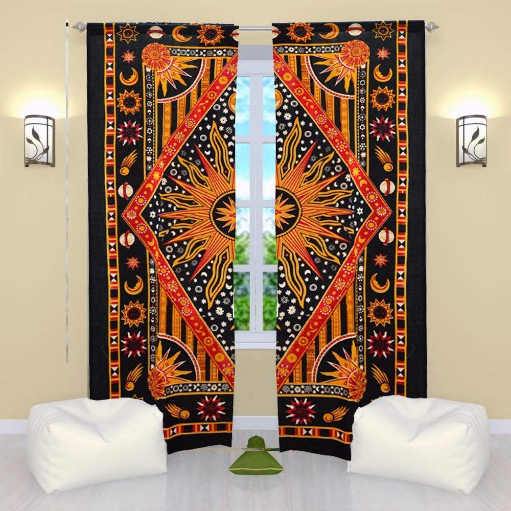 Popular Handicrafts Indische brennende Sonne, Hippie-Mandala-Fenstervorhänge, Bohemian-Stil, Sonne,