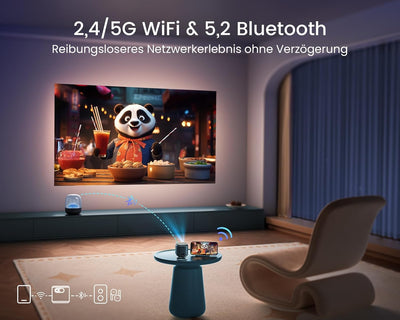Mini Beamer, DLP Ultrakurzdistanz Beamer mit Android 11.0, Eingebautem Akku, WiFi Bluetooth Portable