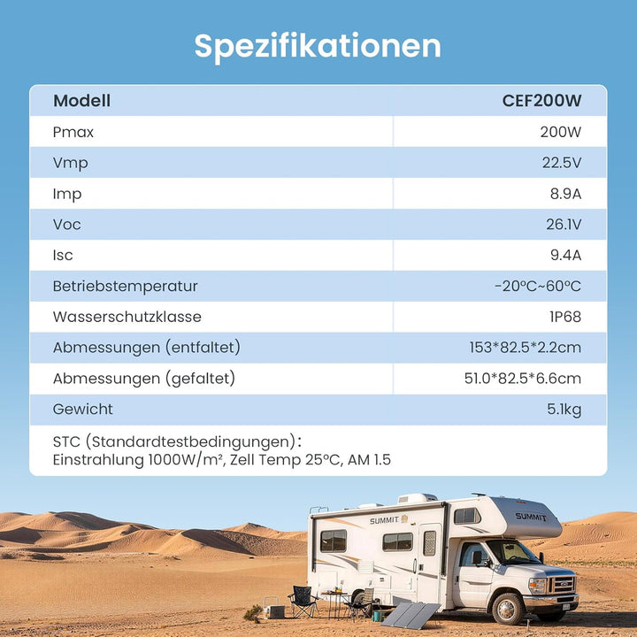 N-Type 16BB 200W Tragbares Bifazial Solarpanel,Callsun Faltbare Monokristallines Solarpanel für Trag