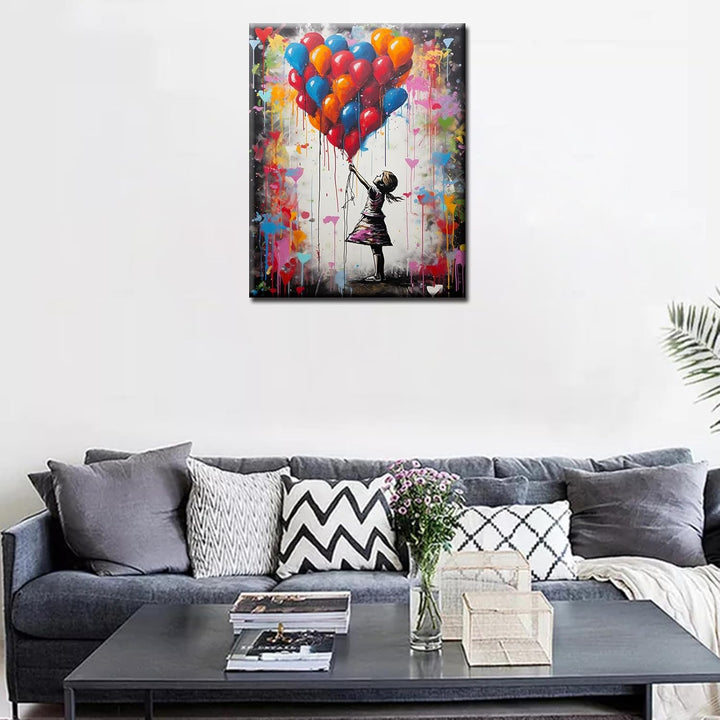Tucocoo Buntes Ballon-Malen-nach-Zahlen-Set mit Pinseln und Acrylpigment auf Leinwand, Gemälde für E