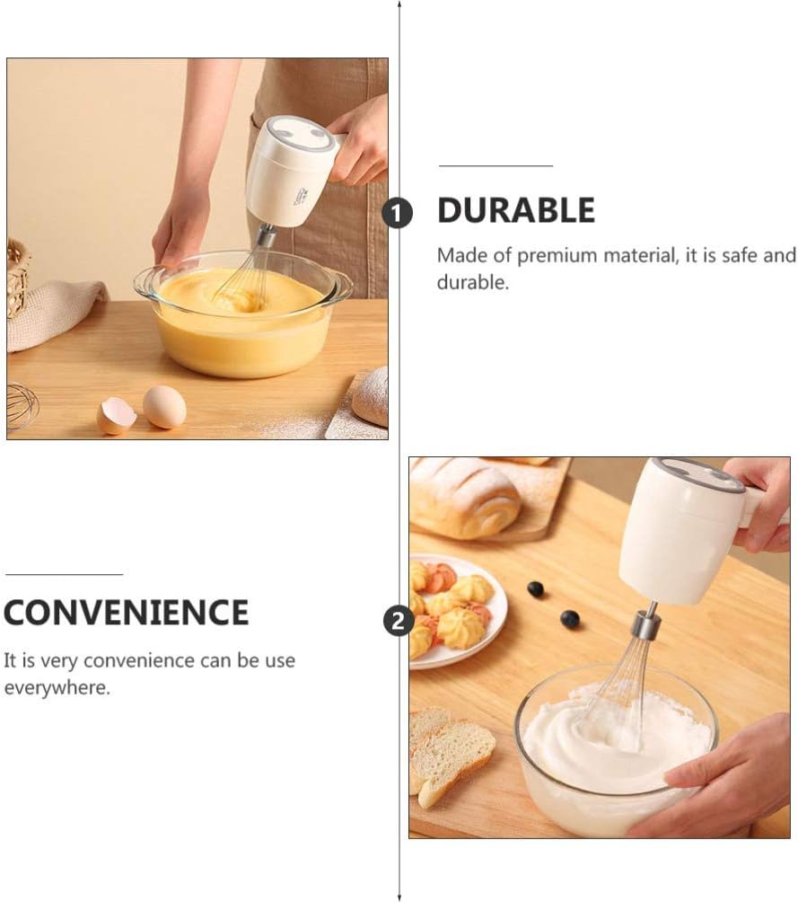 SOLUSTRE Elektrischer Handmixer Edelstahl Schneebesen Wiederaufladbare Küche Handmixer Rührer Rührer