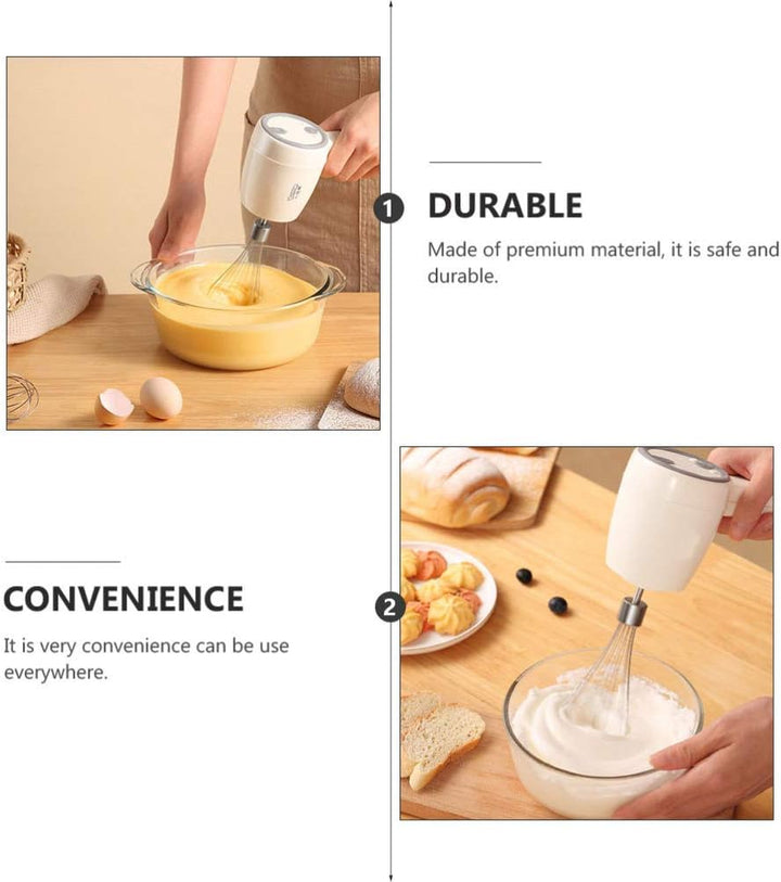SOLUSTRE Elektrischer Handmixer Edelstahl Schneebesen Wiederaufladbare Küche Handmixer Rührer Rührer