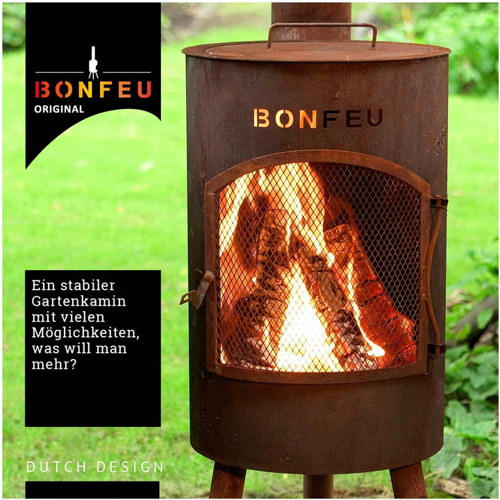 BonFeu Bongiano SP Rost - Terrassenofen - Feuerstelle mit Funkenschutz für entspannte Abende - Feuer