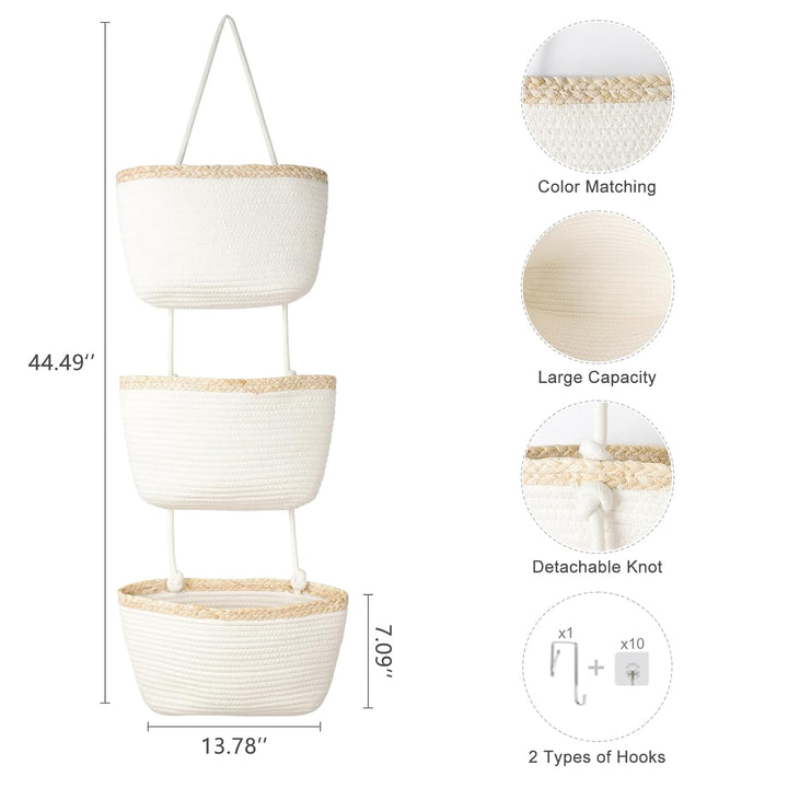 danpinera Hängekorb für die Tür, 3-stöckig Wandorganizer Hängend Veranstalter lagerung körbe aus Bau