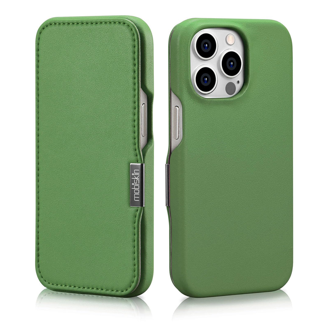 Mobiskin Hülle für iPhone 15 PRO (6,1 Zoll), Handyhülle mit Leder, Case kompatibel mit MagSafe, Schu