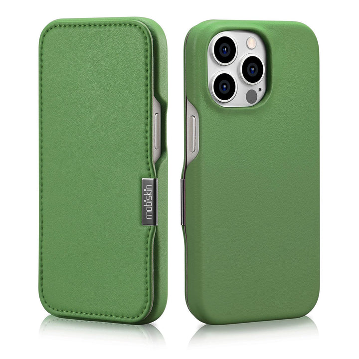Mobiskin Hülle für iPhone 15 PRO (6,1 Zoll), Handyhülle mit Leder, Case kompatibel mit MagSafe, Schu