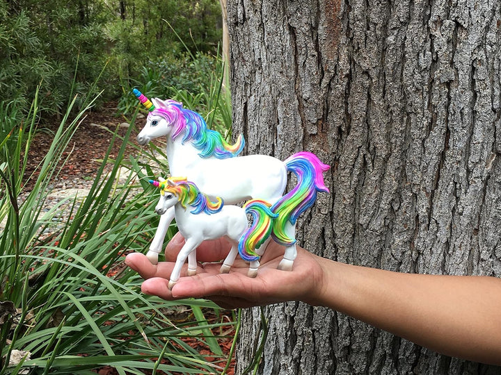 GlitZGlam Regenbogeneinhorn-Set: Mutter (Alana) und Tochter (Penelope) Einhorn Miniatureinhornfigure