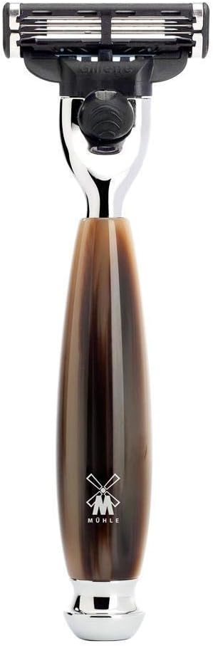 MÜHLE Rasierset mit Schale - Vivo Serie - Dachshaar - kompatibel mit Gillette-Klingen - Edelharz hor