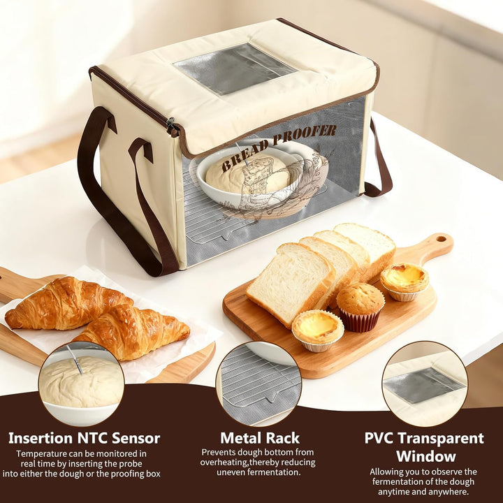 Brot Gärbox Sauerteig, Faltbare Gärbox mit Dreiseitige Oberflächen Heizung Temperaturregelung von 10