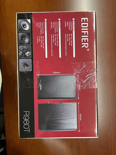 Edifier R980T Aktive 2.0 Lautsprechersystem Paar (24 Watt), 4" PC Regallautsprecher Studio Monitore