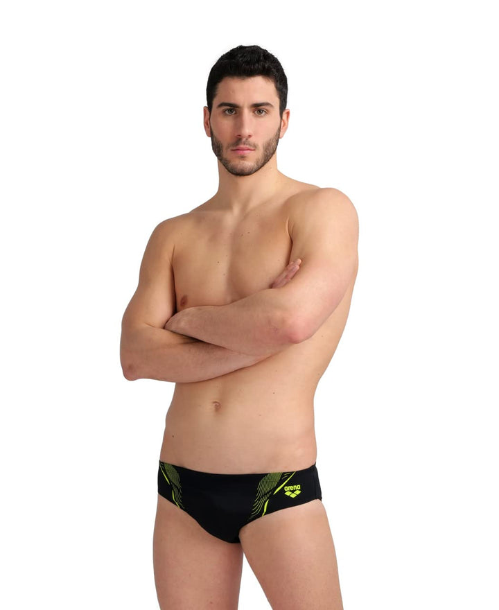 ARENA Herren Men's Swim Briefs Graphic Swim Briefs 44 Black-soft Green, 44 Black-soft Green