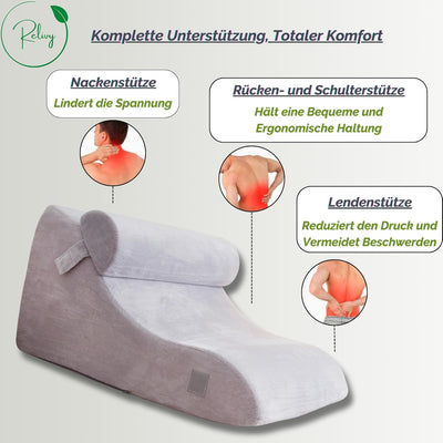 RELIVY - Lesekissen für Bett und Sofa, Ergonomisches Keilkissen, Rückenkissen, Lesekissen aus Memory