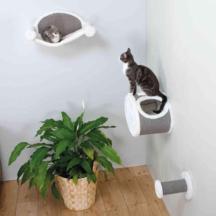 Trixie 49921 Kuschelhöhle zur Wandmontage, 42 × 29 × 28 cm, weiss/grau