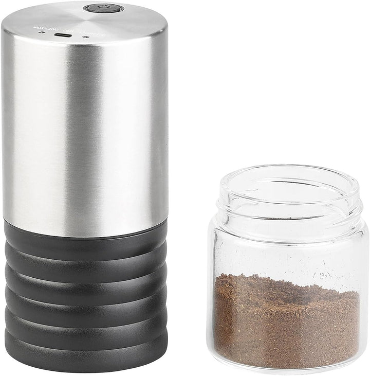 Rosenstein & Söhne Kaffeemühle 12V: Elektrische Akku-Kaffeemühle mit Keramik-Mahlwerk, USB Ladebuchs