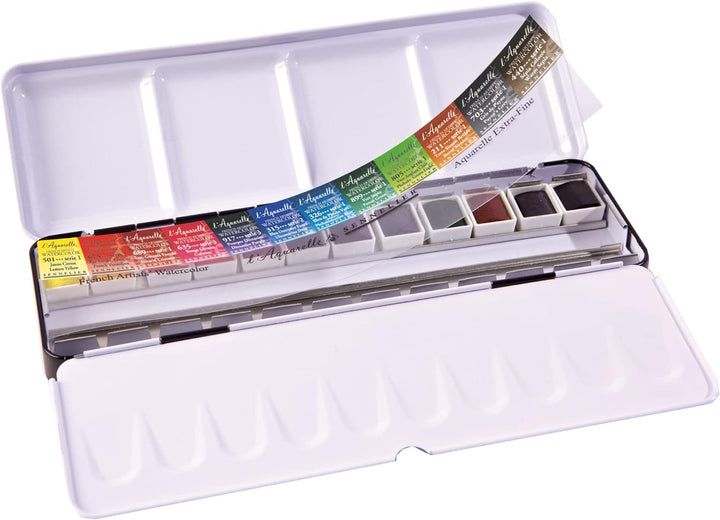 Sennelier Aquarelle Metalldose, 12 halbe Behälter