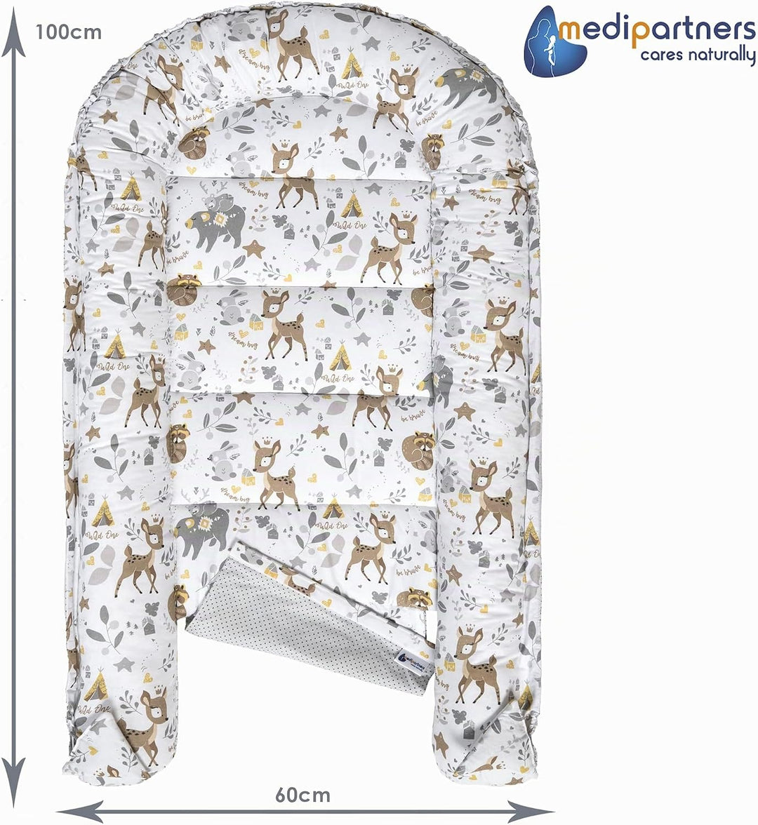 Medi Partners Babynest Kuschelnest Babynestchen 100% Baumwolle Nestchen Reisebett für Babys Säugling