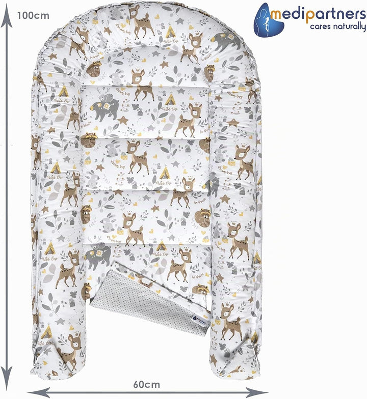 Medi Partners Babynest Kuschelnest Babynestchen 100% Baumwolle Nestchen Reisebett für Babys Säugling