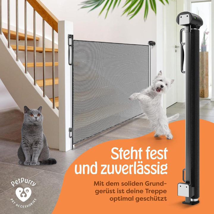 petpurry® Treppenschutzgitter Türschutzgitter - schwarz - Treppenschutzgitter ausziehbar 0-140cm - T