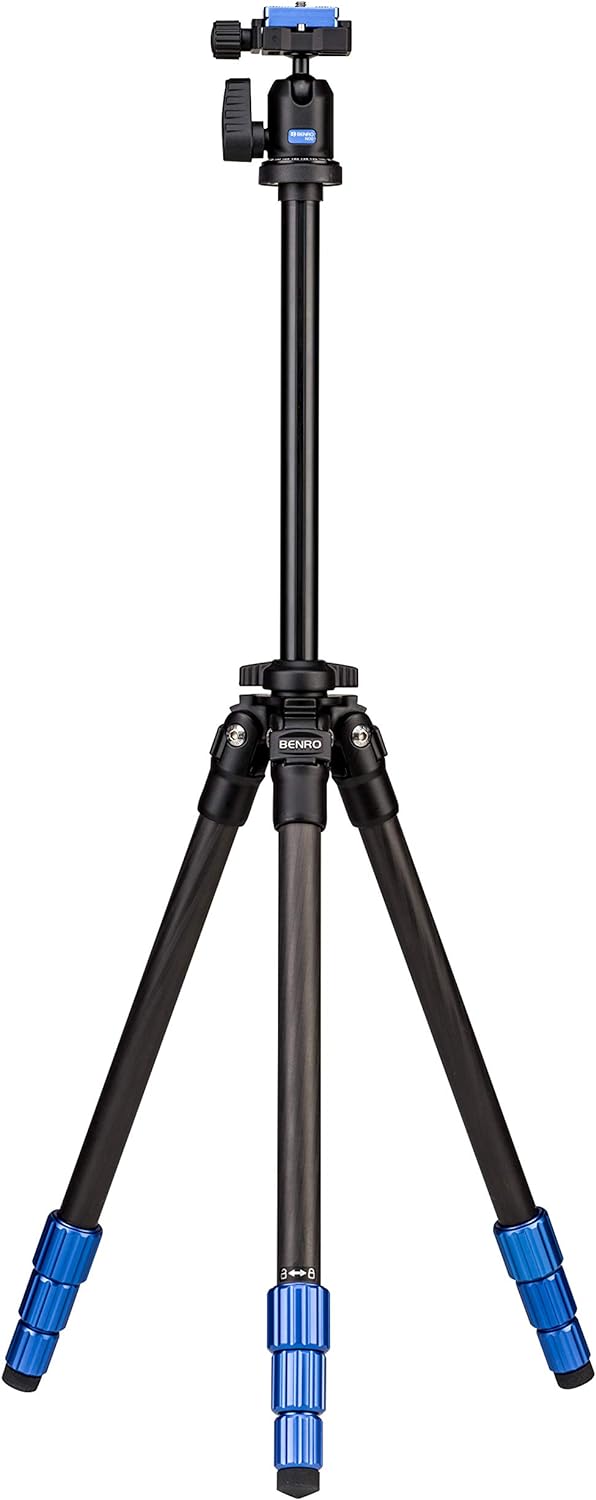 Benro Slim TSL08CN00 Carbon Stativ Kit mit Kugelkopf N00 Schwarz, Blau, Slim