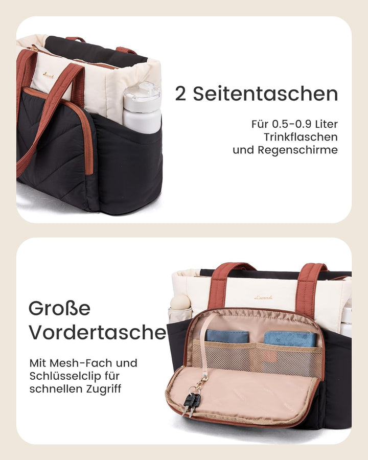 LOVEVOOK Shopper Tasche Handtasche Damen Gross, Leicht Puffer Arbeitstasche mit grossem Wasserflasch