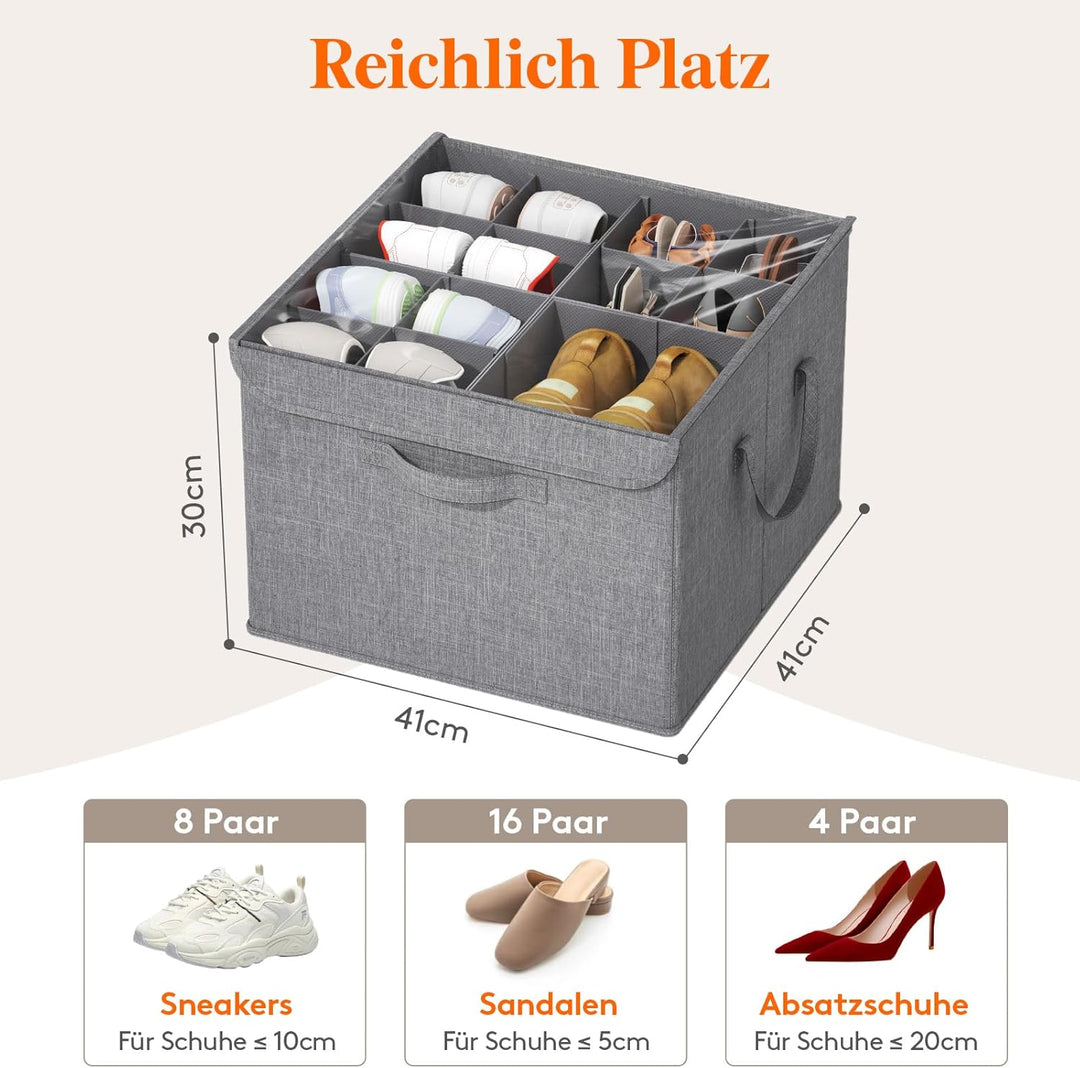 Lifewit Schuh Organizer 2er Set für 16-32 Paar, Grosser Schuhkarton für den Kleiderschrank mit Unter