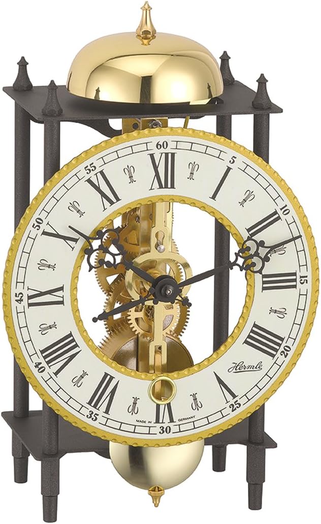 Hermle Uhrenmanufaktur Tischuhr, Schmiedeeisen, Schwarz-Gold, 24cm x 13cm x 9,5cm