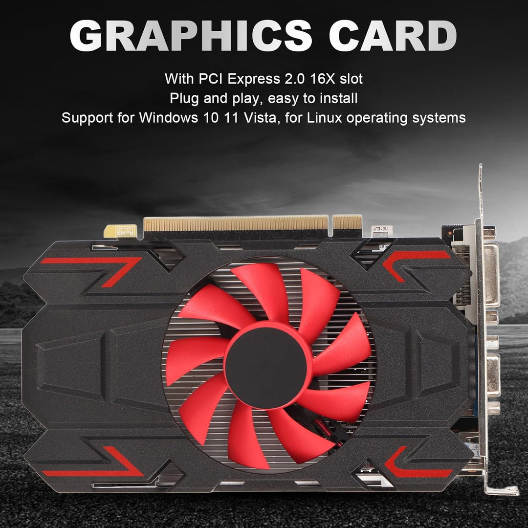 Cuifati Radeon HD 7670 Grafikkarte, 4 GB GDDR5 Grafikkarte 128 Bit 1800 MHz GPU 2K Grafikkarte PCI E