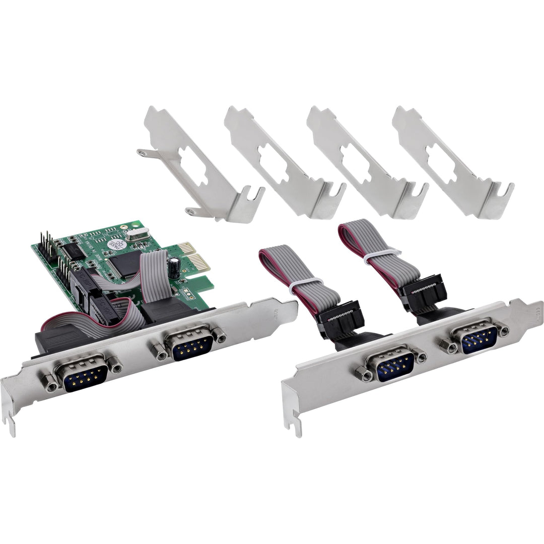 Inline PCIe Serial Karte, 4 Port RS-232 Schnittstelle, D-Sub 9, CH384L, Low-Profile Brackets, UART I