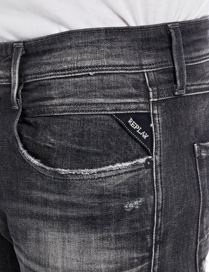 Replay Herren Jeans Anbass Slim-Fit Aged mit Power Stretch, 097 Dark Grey