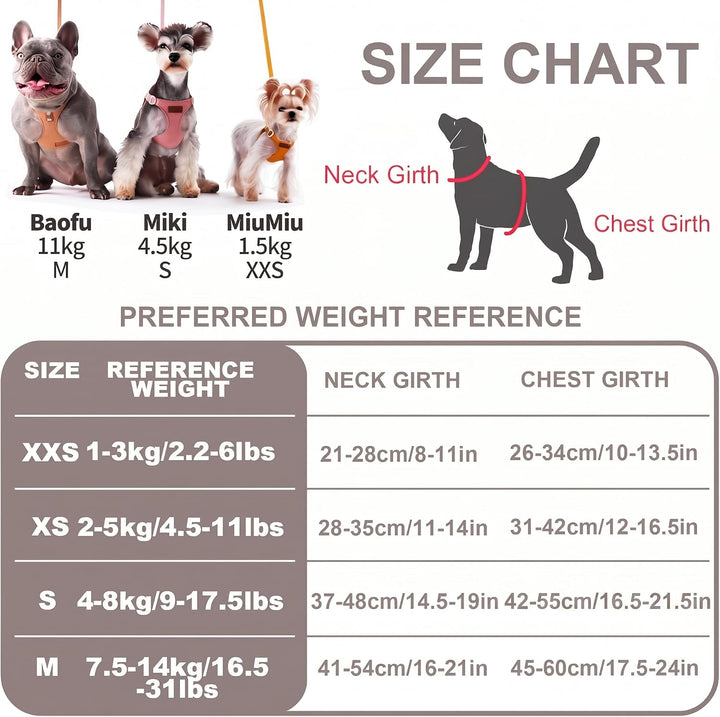 Puppytie Hundegeschirr für kleine Hunde mit Multifunktions-Hundeleine, leicht, weich, verstellbar, k