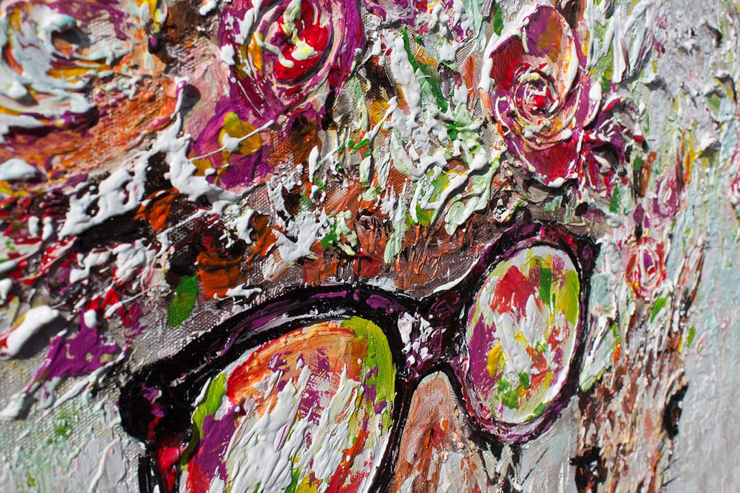 YS-Art XXL Abstrakt Acryl Gemälde auf Leinwand Giraffen handgemalt Wandbilder Wohnzimmer Kinderzimme