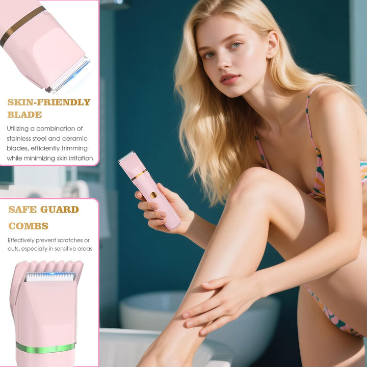 BRICH 3-in-1 Elektrischer Intimhaarentferner,Damendesign,Wiederaufladbarer Nass- und Trocken-Bikini-