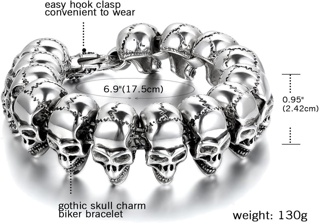 OIDEA Herren Armband Edestahl Schädel: Totenkopf Schwer Armkette Punk Gothic Herrenarmband Skull Bik