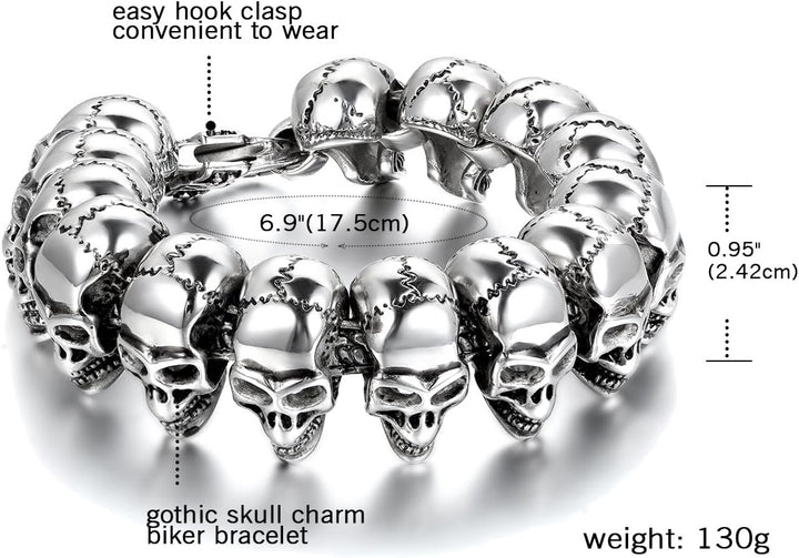OIDEA Herren Armband Edestahl Schädel: Totenkopf Schwer Armkette Punk Gothic Herrenarmband Skull Bik