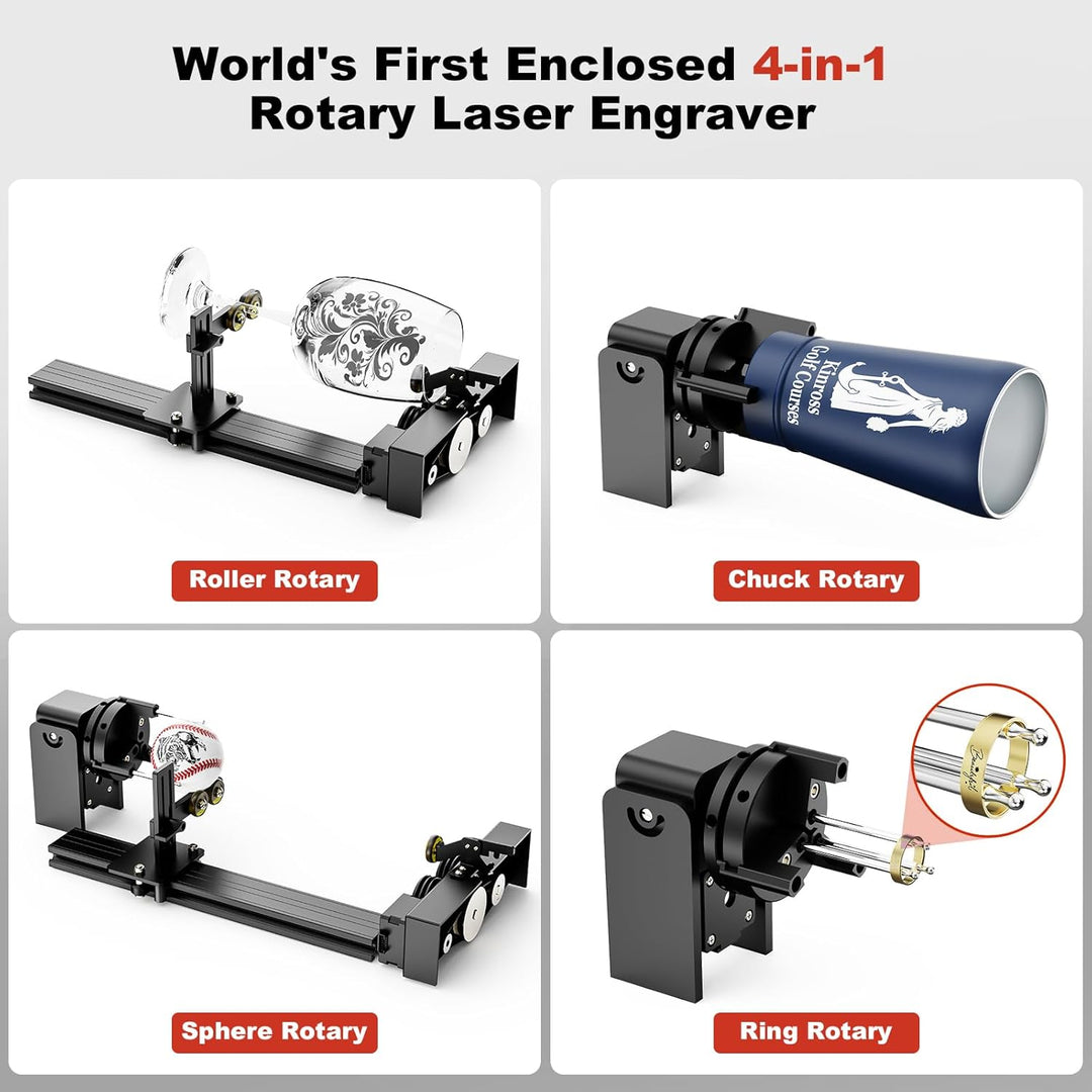 Twotrees TS5 Rotationslaser-Gravurmaschine für Tassen Flaschen, 3-in-1 Laser Rotary Roller, vorinsta