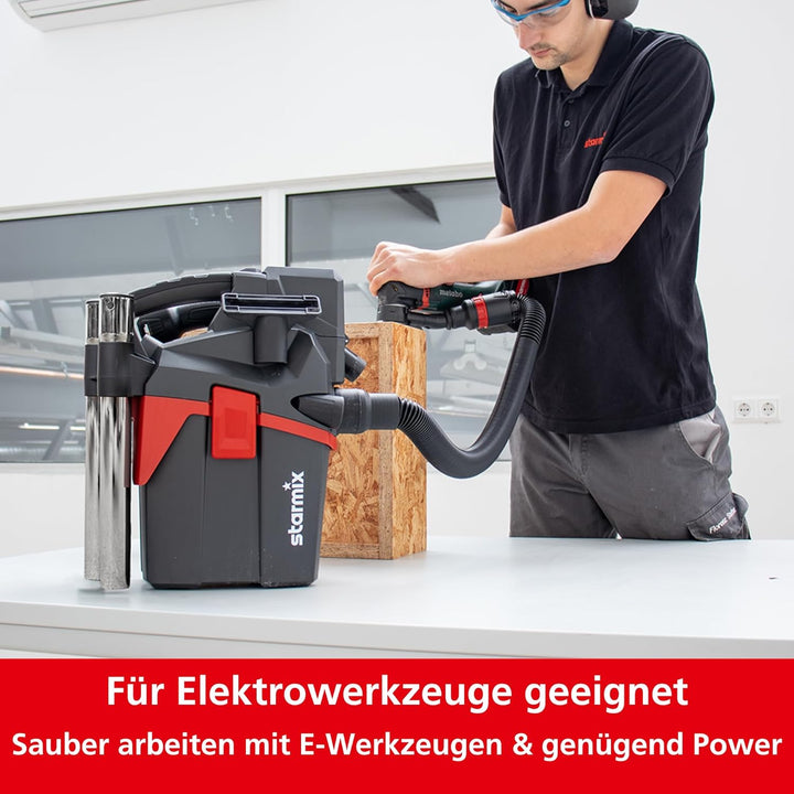Starmix Akku Nass Trockensauger Smart L 18V - Industriesauger Staubklasse L mit Tragegurt flexibel &