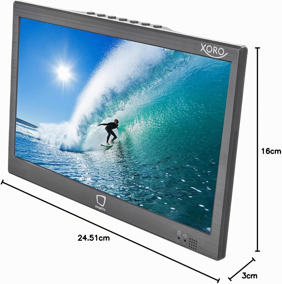 Xoro PTL 1055-10 Zoll Tragbarer simpliTV Fernseher mit DVB‐T2 HD Tuner, USB Mediaplayer, HDMI‐Ausgan