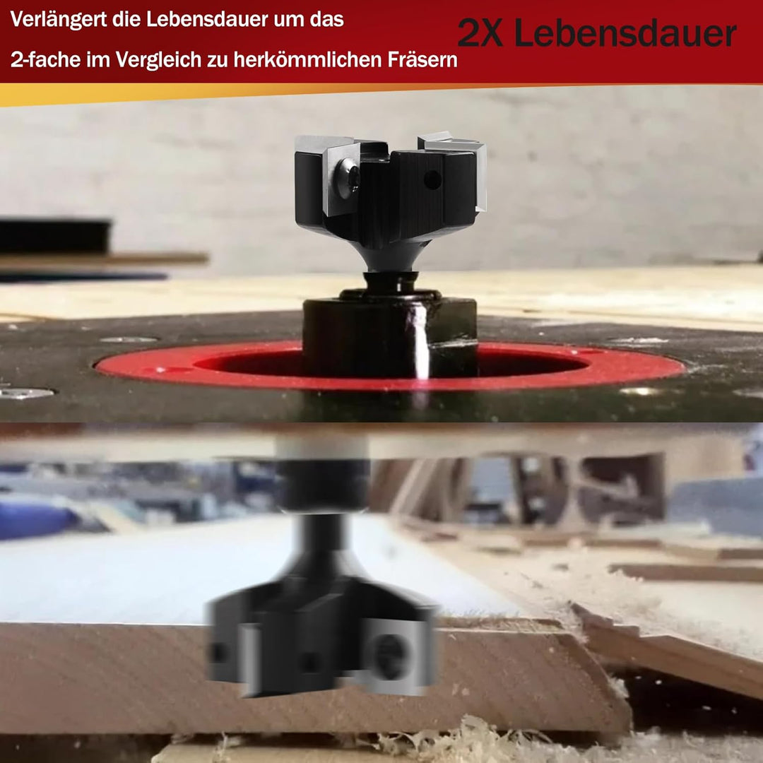 Trvoxviq Planfräser 8mm schaft 4 Flöten mit 10 austauschbaren Hartmetallmessern(12x12x1.5mm), Durchm