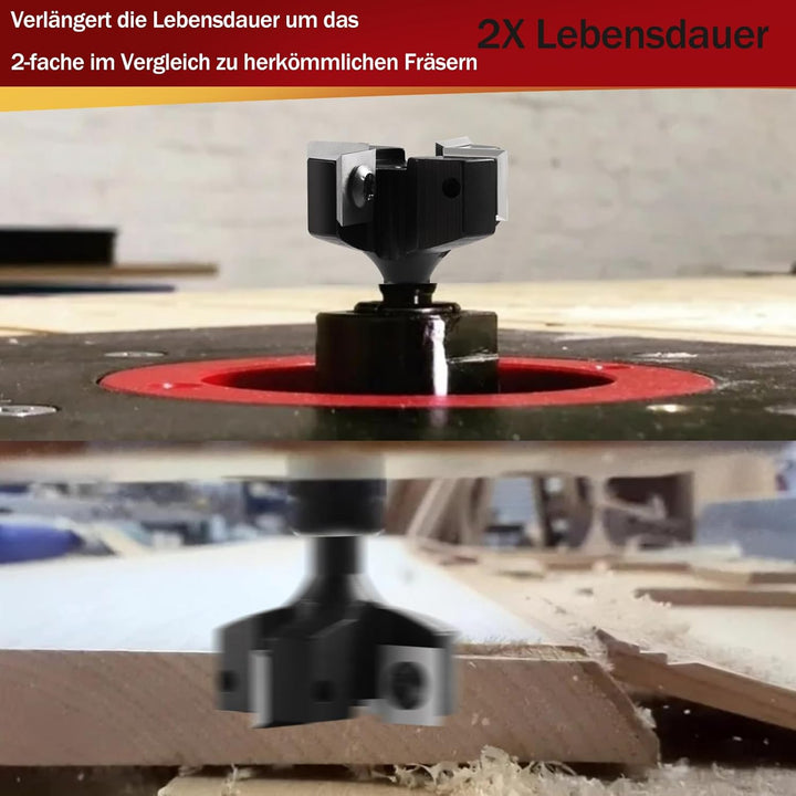 Trvoxviq Planfräser 8mm schaft 4 Flöten mit 10 austauschbaren Hartmetallmessern(12x12x1.5mm), Durchm