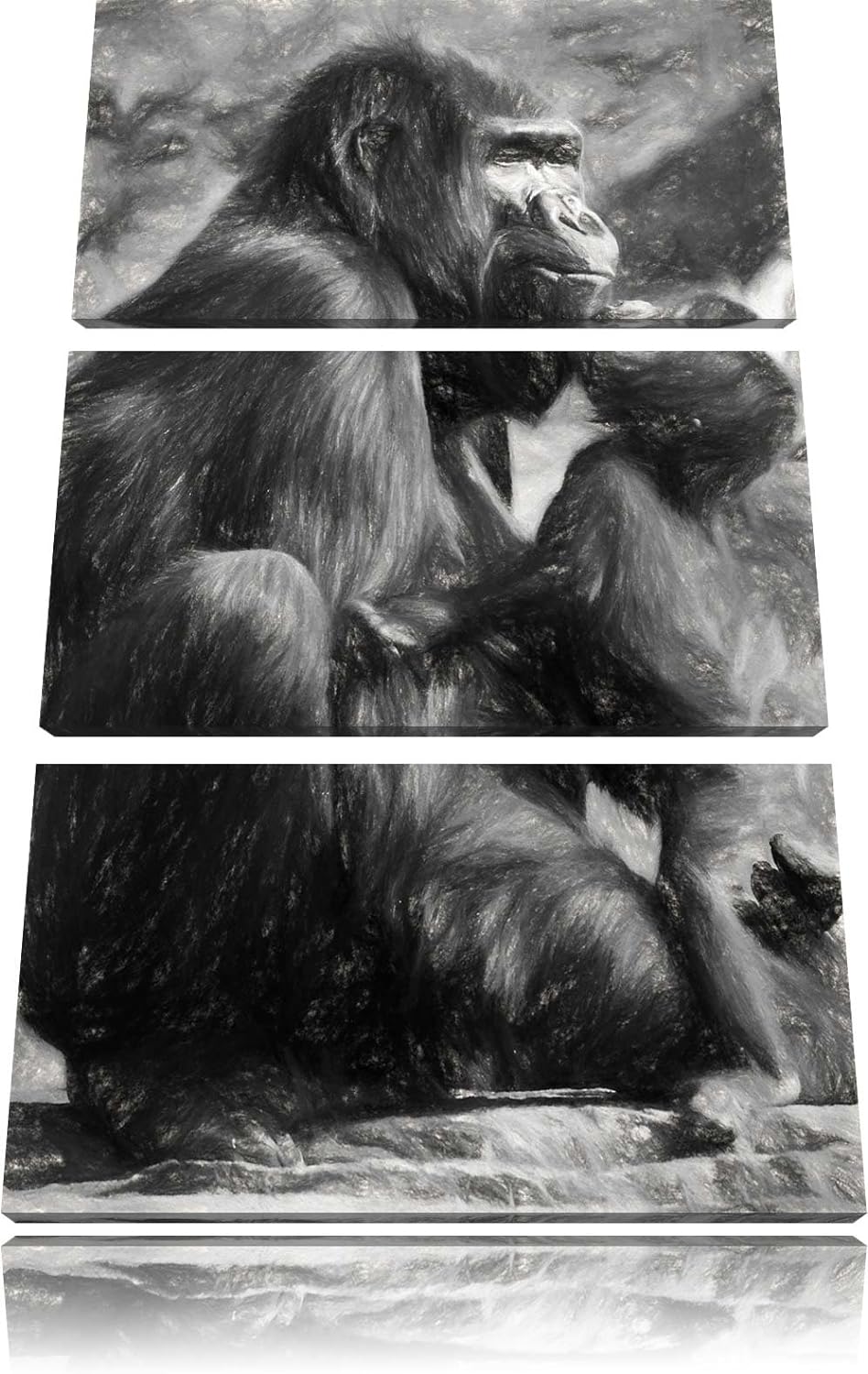 Gorilla-Baby küsst seine Mutter NewArt 3-Teiler Leinwandbild 120x80 Bild auf Leinwand, XXL riesige B