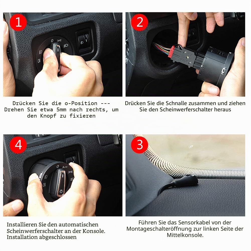 Keenso Auto Lichtschalter Modul, Auto Scheinwerferschalter Lichtschalter mit Lichtsensor Scheinwerfe