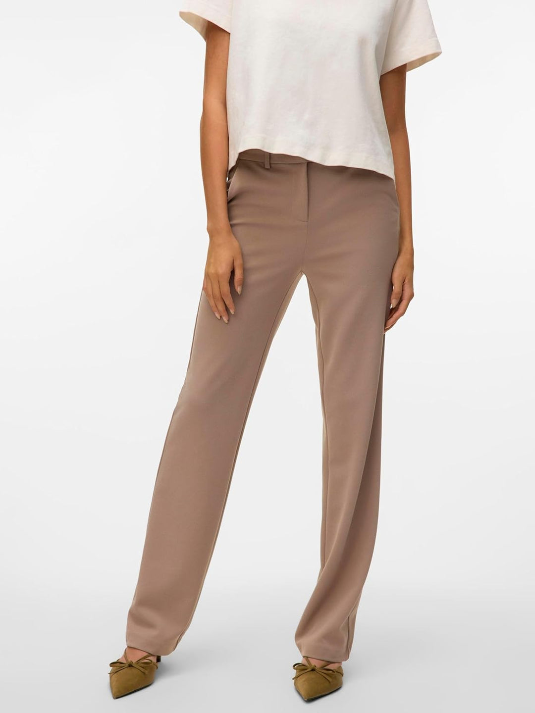 VERO MODA Damen Vmzamira Mw Slim Straight Pant Noos, M / 32L Moon Rock