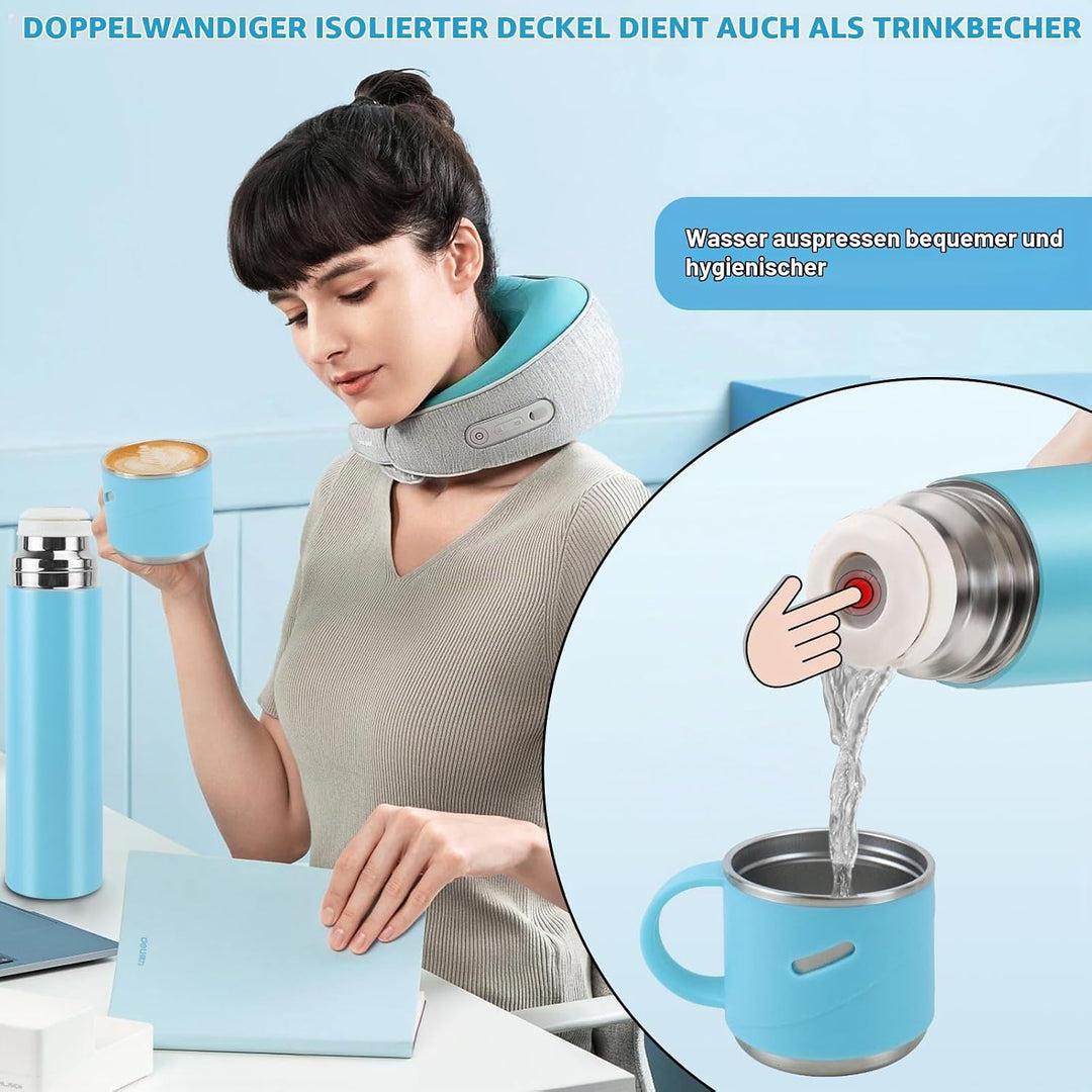Trinkflasche Edelstahl, Auslaufsicher Thermoskanne, Isolierte Wasserflasche BPA-Frei, Thermosflasche