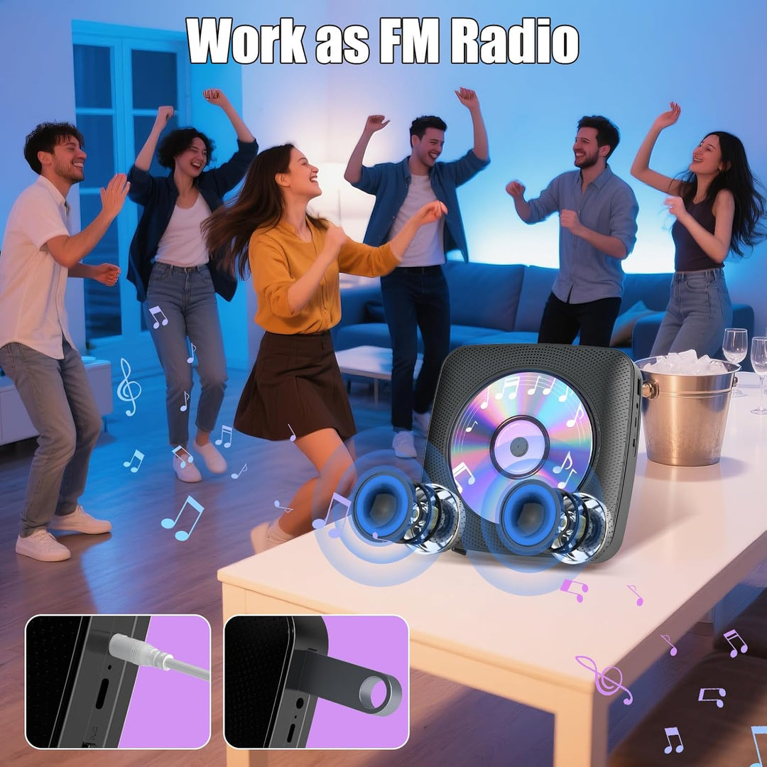 Gueray Desktop CD Player Bluetooth CD-Spieler mit Lautsprechern für Zuhause 1800mAh Tragbarer CD-Pla