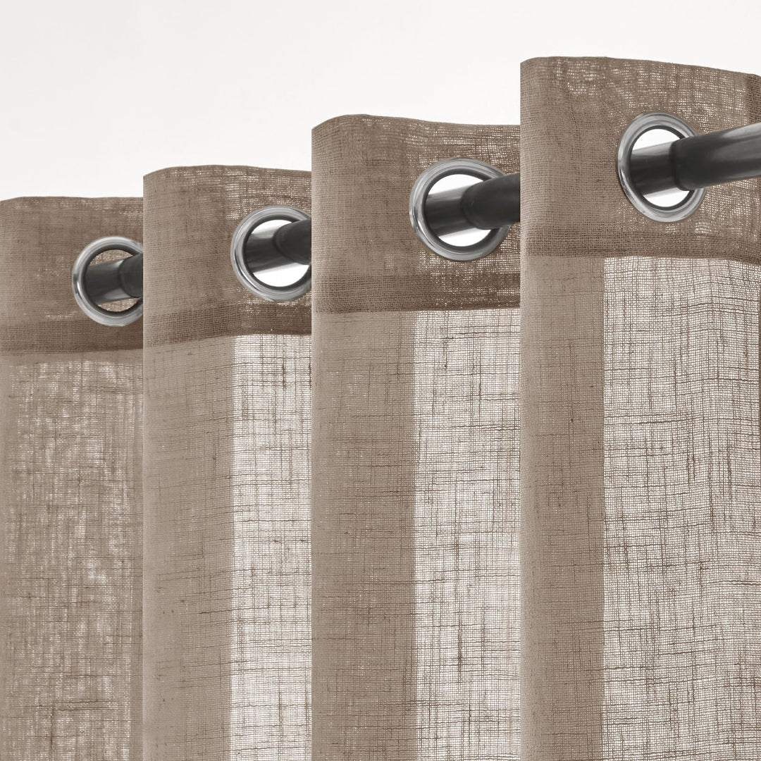 Woaboy Leinen Gardinen Halbtransparent Vorhänge Leinenoptik Wohnzimmer mit Ösen Stores Gardine Schla