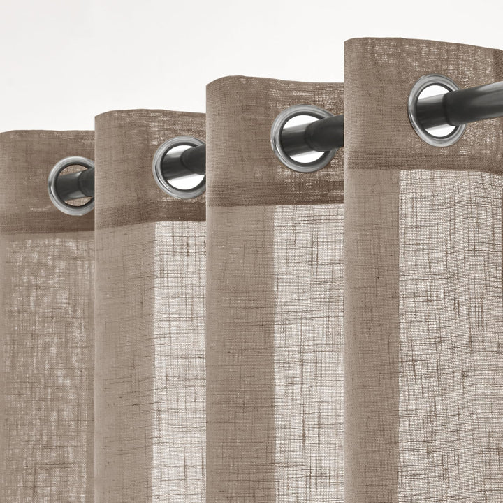 Woaboy Leinen Gardinen Halbtransparent Vorhänge Leinenoptik Wohnzimmer mit Ösen Stores Gardine Schla