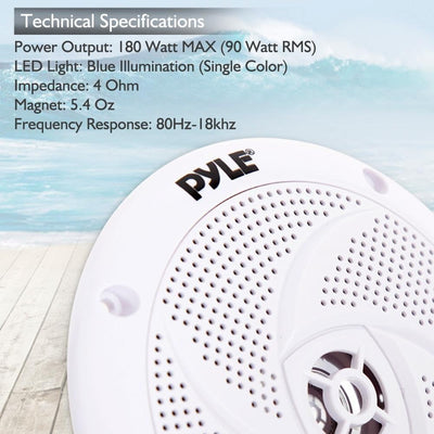 Pyle Marine Speakers - 5.25 Inch 2 Way Waterproof and Weather Resistant Outdoor Audio Stereo Sound S