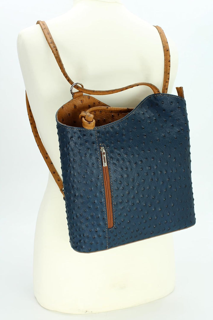 Belli italienische Ledertasche Backpack Classic 2in1 Damen Rucksack Leder Handtasche made in italy S
