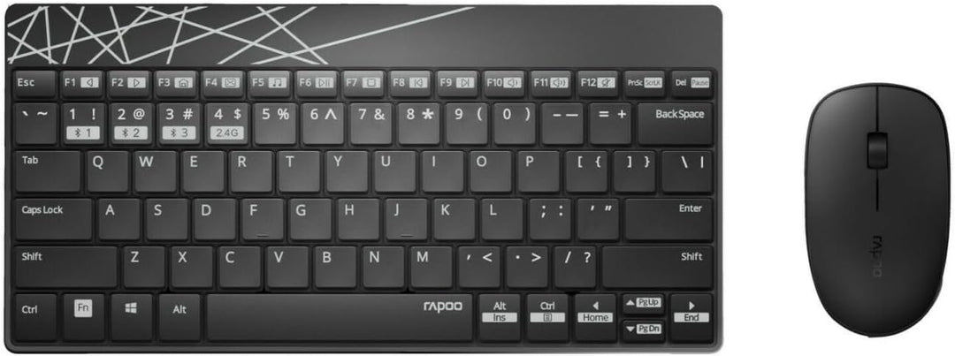 Rapoo 8000M kabelloses Tastatur-Maus Set Wireless Deskset 1300 DPI Sensor 12 Monate Batterielaufzeit